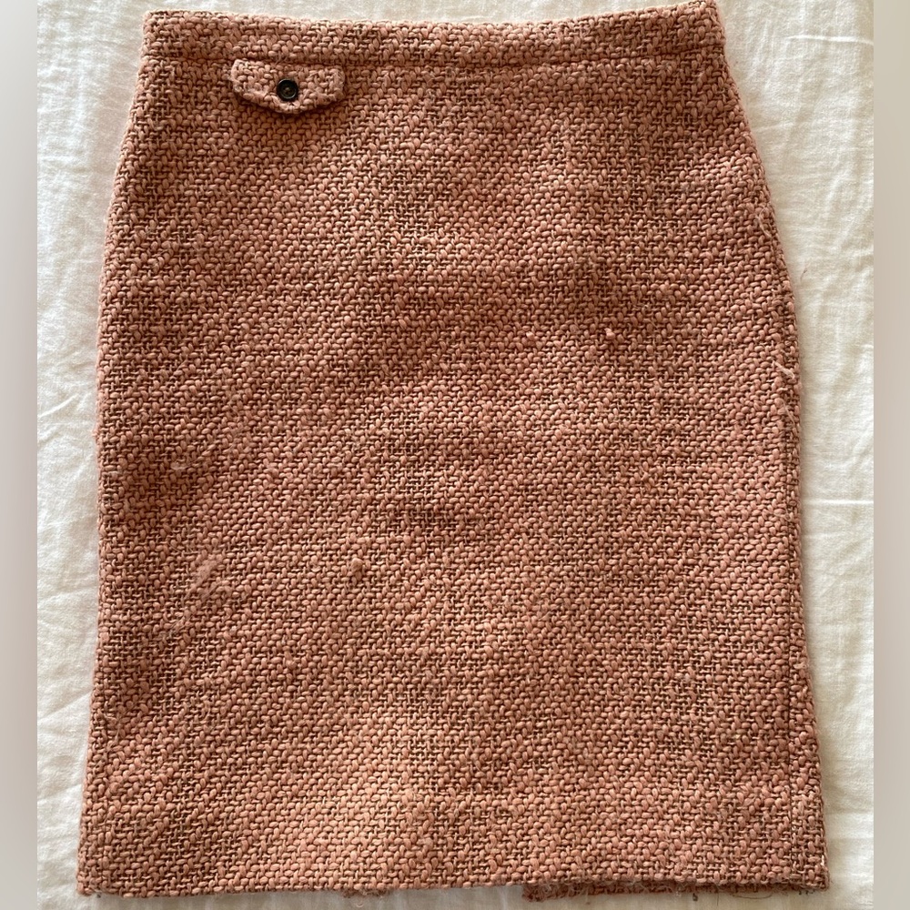 J Crew No.2 Pencil Skirt, Vintage Pink and Gray Tweed Wool Boucle